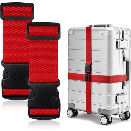 TIANYI-Lot de 2 Sangle Valise, Ceinture Valises Antidérapantes Réglables, Accessoires de Etiquette Valise pour Identifier Rapidement Les Valises (Rouge)