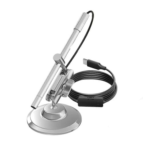 Microscope numérique USB-C, grossissement 10X à 200X, caméra portable avec 8 lumières LED, rotation à main