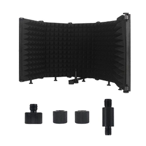 Bouclier d'isolation de microphone réglable à 5 panneaux, filtre de microphone d'enregistrement de studio pliable, éponge de microphone sonore