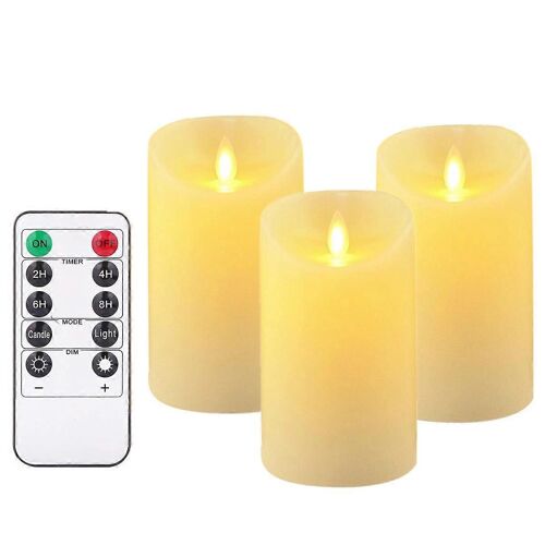 Lot de 3 bougies chauffe-plat LED sans flamme de 12 cm, fausses bougies blanches chaudes et lumineuses, en forme de vague ouverte, pour la maison