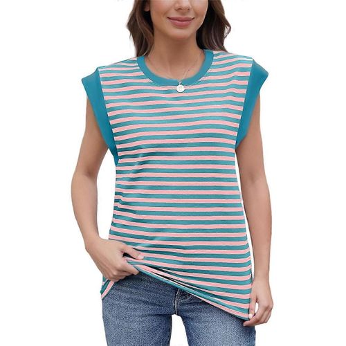 T-Shirt Basique D'été Pour Femme, Débardeur Décontracté, Ample, Taille Xxl, Bleu Poudre