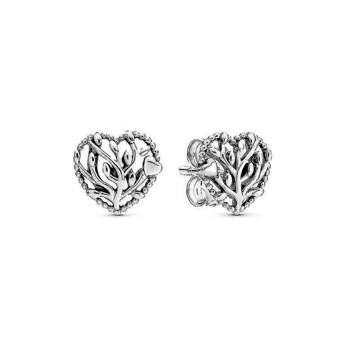 Boucles D'oreilles À Tige En Argent Sterling Pour Femme, Motif Arbre Généalogique Et C?Ur