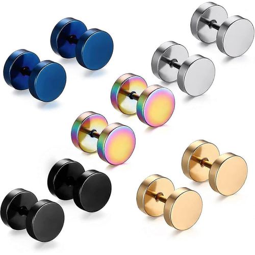 Lot De 5 Paires De Boucles D'oreilles À Tige En Acier Inoxydable Pour Homme Et Femme, Style Punk