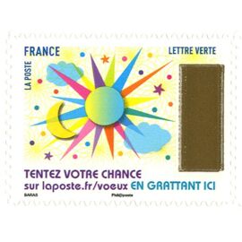 France 2017, Très Beau Timbre Autoadhésif Neuf** Luxe Yvert 1496, "Envoyez Plus Que Des Voeux Avec Le Timbre À Gratter", Timbre 3 Soleil Et Lune, Validité Permanente Lettre 20g., Collection Ou Affrt.