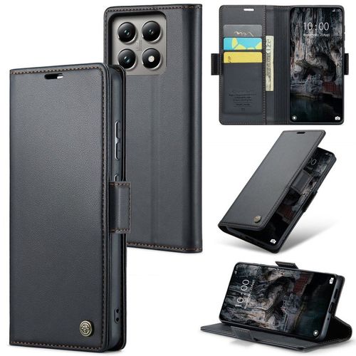 Coque Pour Xiaomi 14t,Étui Housse Xiaomi 14t,Wireless Charging,Antichocsupport Pliable,Clamshell,Brosse Anti-Vol,Étui De Téléphone À Cassette - Noir