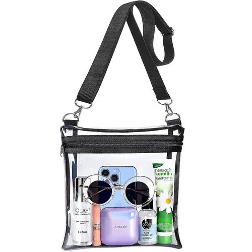 Sac bandoulière transparent homologué pour les stades, sacs de stade transparents pour femmes et hommes avec sangle réglable pour concerts, événements sportifs, festivals