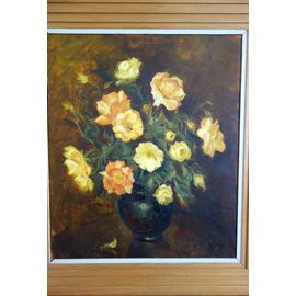 Tableau Grande Peinture À L’Huile, Vintage Français Signée Mara Voslinskaia Peintre Reconnue