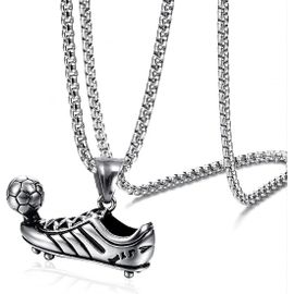 Tianyi-Colliers Pour Homme, Collier Homme Acier Inoxydable,Football Collier Homme Argent, Chaussures De Football Forme Pendentif, Hip Hop Pendentif, Cadeau Pour Les Hommes