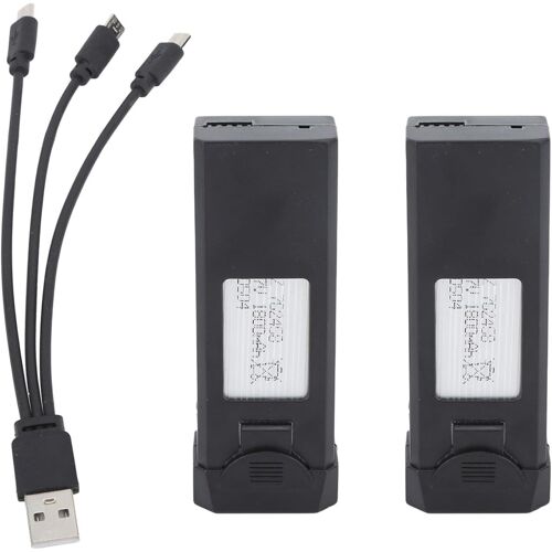 Lot De 2 Batteries Au Lithium 3,7 V 1800 Mah Avec Ligne De Charge Pour Drone À Distance F184 S93 L900 A258