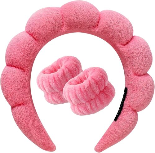 Bandeau Spa Pour Le Lavage Du Visage Set De Poignets Éponge Doux En Tissu Éponge Pour Le Maquillage Et Les Soins De La Peau Bandeau Antidérapant Pour Les Femmes 