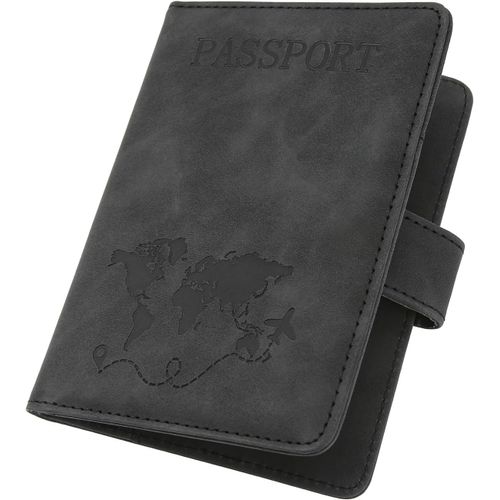 TIANYI-Protege Passeport Francais Etui Passeport Pochette Passeport Voyage Carte SIM et Fentes pour Cartes Etui Anti RFID Fermeture Magnétique(Noir)