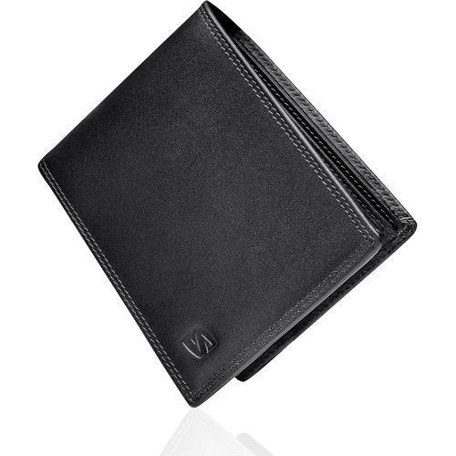 TIANYI-| Portefeuille en Cuir Noir [Space] | Protégé par RFID | pour Hommes | Cadeaux pour Garçons | Blocage du Pochette, Besace | Poche pour la Tête, Porte-Monnaie en Cuir de Luxe pour Homme