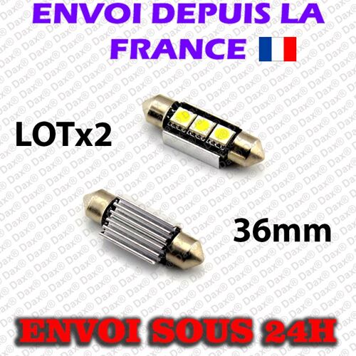2 Ampoules Dax® Navettes 36 Mm C5w À 3 Led Smd Cool