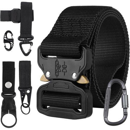 Cheng-Homme Ceinture Tactique Réglable, Ceintures De Travail En Nylon Robustes De Style Militaire 3,8 Cm Avec Boucle En Métal À Dégagement Rapide