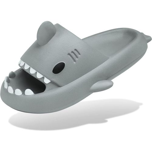 Maas-Claquettes De Requin Femme Homme Chaussons De Piscine Et Plage Antidérapante Sandales De Bain À Bout Ouvert Shark Slides Slippers