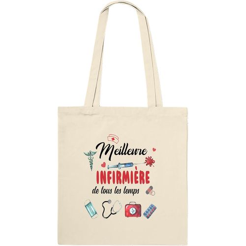 SJZG-Infirmière Personnalisé Totebag - Cadeau Original Pour Collègue Soeur Ami Famille Pour Anniversaire Pot De Départ Noël ¿ Sac 100% Coton