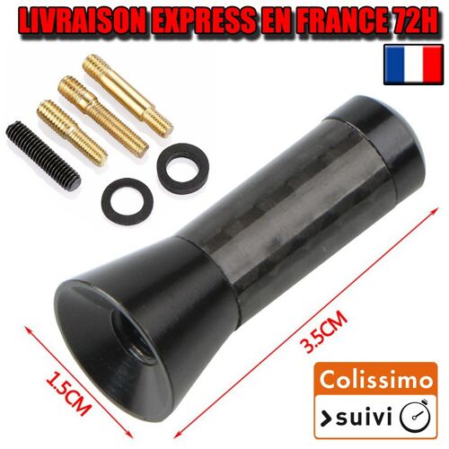 Antenne Voiture Fibre De Carbone Courte Pour Radio 3,5cm + Vis Noir