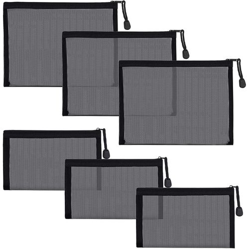 Tianyi-Lot De 6 Petites Trousses De Toilette En Maille En Nylon Avec Fermeture Éclair Pour Sac À Main, Sac À Main, Sac À Main, Sac À Langer (Noir)