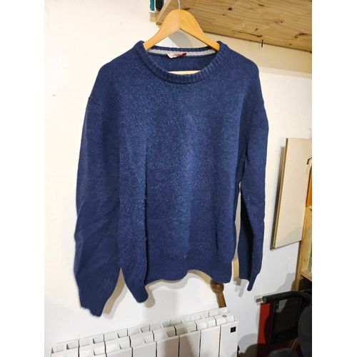 Pull En Laine Homme Bleu Marine  Tissaia Xl