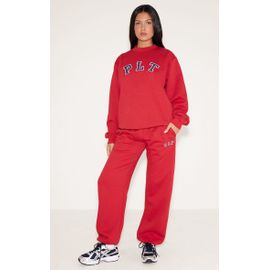 Jogging En Sweat Rouge À Logo Et Ourlets Resserrés, Rouge