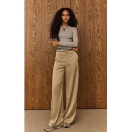 Pantalon De Tailleur Large Satiné Sauge, Sauge