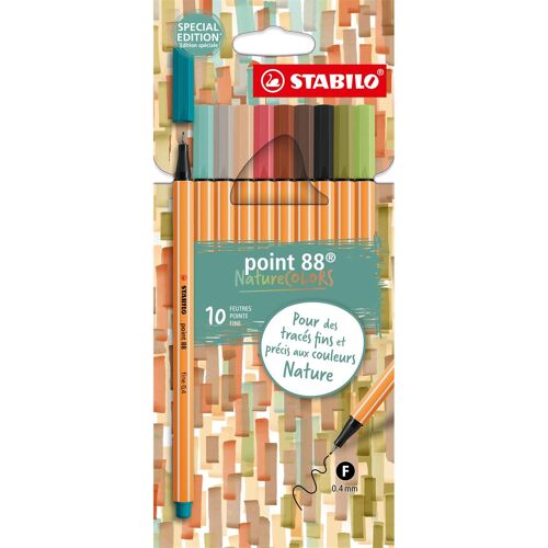 Feutres - Ecruiture - Pointe Fine - Stabilo - Point88 - Edition Naturecolors - 10 Couleurs