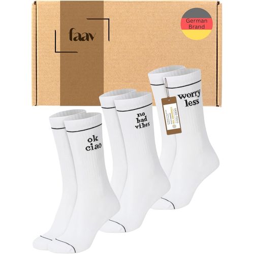Tianyi-Chaussettes De Tennis Femme - Sport - Statement - Lot De 3 - Slogan-Retro-Rayures - Certifié Oeko-Tex 100 - Quotes - Chaussettes Message - Crew Socks - Respirant - Cadeau - Coton