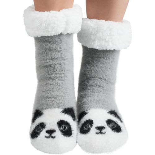Tianyi-Chausson Chaussette Femme, Chaussettes Chaudes Femmes Antidérapantes À Motif Animal Chaussettes Thermiques Pilou Pilou D'hiver Chaussettes Polaire Épaisses Pantoufles Fille Cadeau De Noël