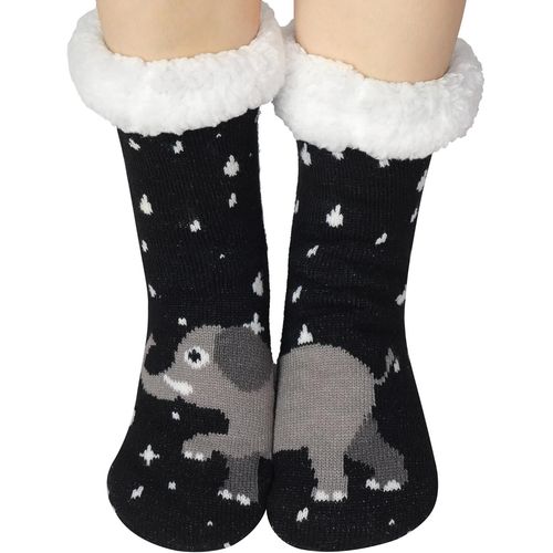 Tianyi-Chausson Chaussette Femme, Chaussettes Chaudes Femmes Antidérapantes À Motif Animal Chaussettes Thermiques Pilou Pilou D'hiver Chaussettes Polaire Épaisses Pantoufles Fille Cadeau De Noël