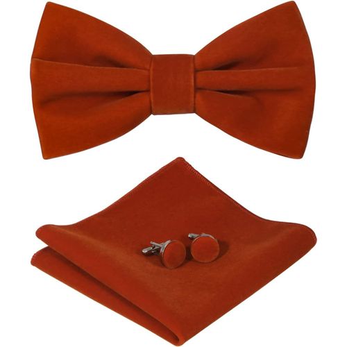 Tianyi-N?ud Papillon Réglable En Velours Pour Homme - N?ud Papillon Pré-Noué - Couleur Unie - Boutons De Manchette - Pour Marié - Avec Boîte Cadeau