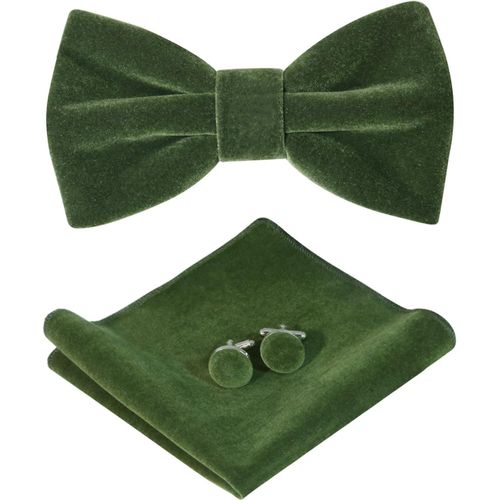 Tianyi-N?ud Papillon Réglable En Velours Pour Homme - N?ud Papillon Pré-Noué - Couleur Unie - Boutons De Manchette - Pour Marié - Avec Boîte Cadeau
