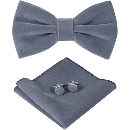 Tianyi-N?ud Papillon Réglable En Velours Pour Homme - N?ud Papillon Pré-Noué - Couleur Unie - Boutons De Manchette - Pour Marié - Avec Boîte Cadeau