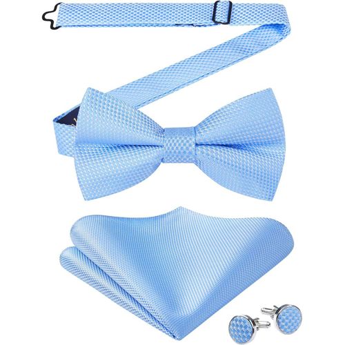 Tianyi-Noeud Papillon Homme Pré-Noué Réglable Couleur Unie Boutons De Manchette Et Carré De Poche Ensemble Pour La Fête De Mariage