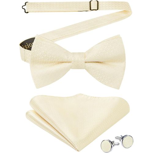 Tianyi-Noeud Papillon Homme Pré-Noué Réglable Couleur Unie Boutons De Manchette Et Carré De Poche Ensemble Pour La Fête De Mariage