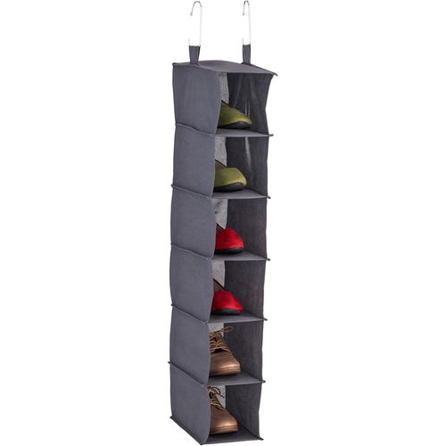 Tianyi-Étagère Suspendue, 6 Compartiments, En Tissu, 2 Crochets, Pour Chaussures, H X L X P : 139 X 30 X 30 Cm, Grise