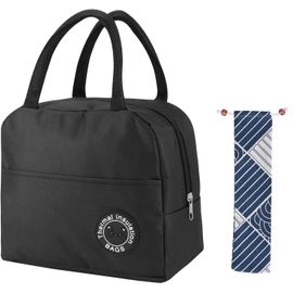 ALLCAMP Grand Sac Isotherme Pliable - Sac à Déjeuner Isotherme, Sac De Pique -Nique Amovible Pour 2 Personnes, Panier De Pique-Nique épais Et Isotherme - Comprend 2 Blocs Réfrigérants(Noir