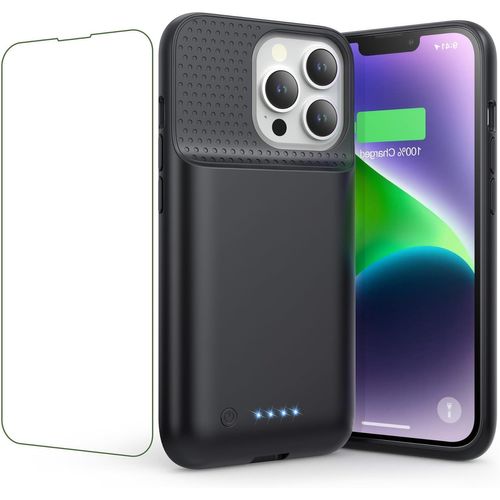 Kalanka-Coque Batterie Pour Iphone 13/13 Pro/14, 7500mah Étui Rechargeable Avec Batterie Externe Chargeur Coque Batterie Pour Iphone 13/13 Pro/14 [6,1""] Batterie Protection Power Bank Charger Case