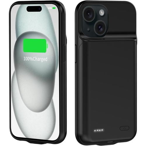 Kalanka-Coque De Batterie 7000 Mah Pour Iphone 15 (6,1"") - Coque De Protection Fine Et Portable Rechargeable - Compatible Avec Iphone 15 - Noir