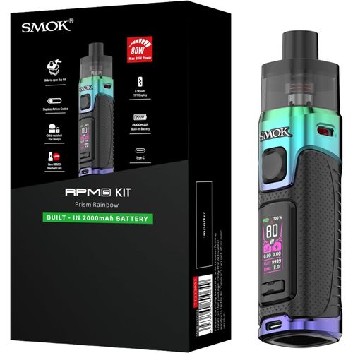 KALANKA-SMOK RPM 5 Kit transparence vérifiée pod mod vape portable RPM5 80W avec batterie 2000mAh pod 6,5ml charge rapide Type-C avancée arc-en-ciel prismatique sans nicotine compatible avec coils RP