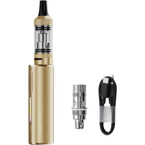 KALANKA-Originale Vaptio COSMO LITE Cigarette électronique Kit de 2,0 ml Tank Résistance Cosmo C5 Batterie 2000 mAh kit de vaporisateur Vape Kit, Sans e-liquide sans nicotine (Gold)