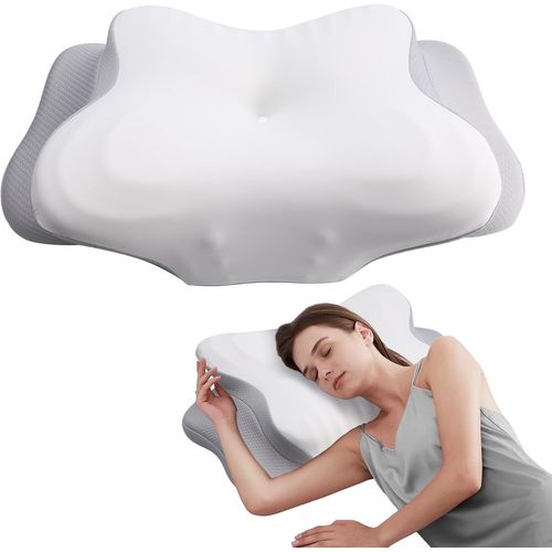 Oreiller Ergonomique Cervical, Oreiller Orthopédique Mémoire Forme Pour Dormeurs Sur Le Côté, Dos Et Ventre, Hauteur Réglable, Housse Déhoussable Et Lavable, 62x37x9/14cm