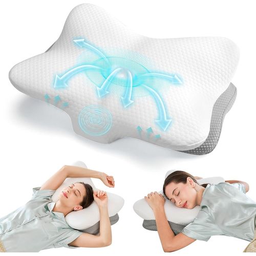 Oreiller Ergonomique En Mousse À Mémoire De Forme Pour Les Personnes Dormant Sur Le Côté, Sur Le Dos Et Sur Le Ventre - Soutien De La Colonne Cervicale - Housse Respirante Et Lavable
