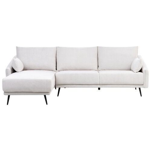 Canapé angle à droite 3 places en tissu blanc cassé VARDE
