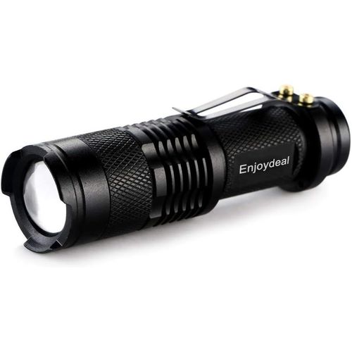 Mini Lampe De Poche, Led Q5 1000 Lumens Lumineux Réglable Zoom Lampe De Poche Pour Le Camping Chasse Randonnée Pêche Noir