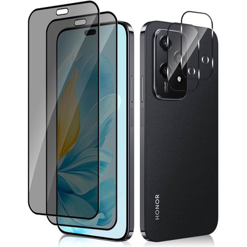 Privacy Protection Écran Pour Honor 200 Lite 5g, [2+2 Pièces] 9h Anti-Espion Verre Trempé Film + Caméra Arrière Protecteur, Anti Rayures, Anti-Spy Protection Écran Pour Honor 200 Lite 5g