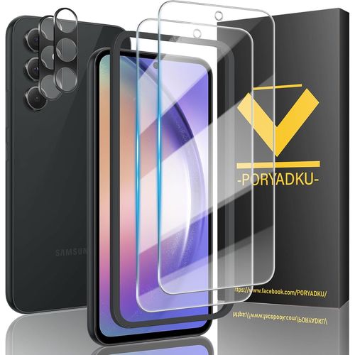 2 Pièces Verre Trempé Pour Samsung Galaxy A54 Protection Ecran +2 Pièces Caméra Arrière Protecteur, 9h Dureté, Anti Rayures, Sans Bulles Film