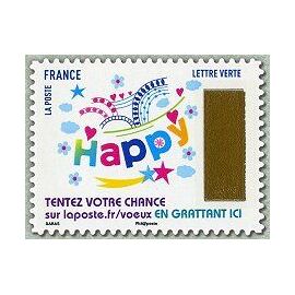 France 2017, Très Beau Timbre Autoadhésif Neuf** Luxe Yvert 1493, "Envoyez Plus Que Des Voeux Avec Le Timbre À Gratter", Timbre 6 Happy, Validité Permanente Lettre 20g. Collection Ou Affranchissement.