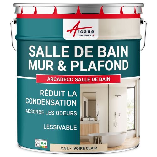 Peinture salle de bain, mur et plafond, condensation Ivoire Clair - RAL 1015 2.5 L - ARCANE INDUSTRIES