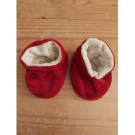 Chaussons Velours Rouge Isotoner