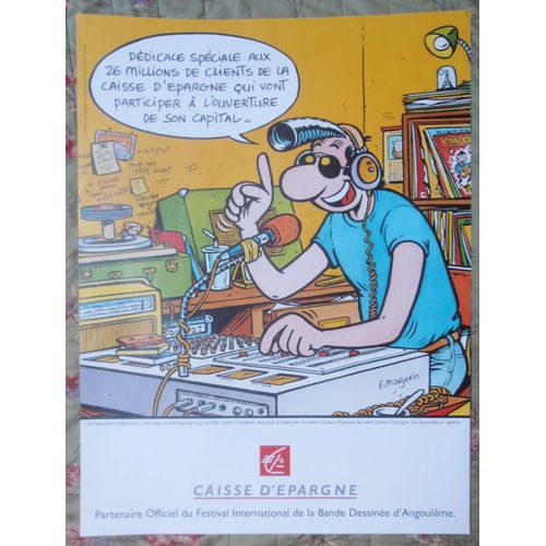 Très Belle Affiche Format 80x60 Illustration Frank Margerin Publicité Caisse D'Epargne Rare